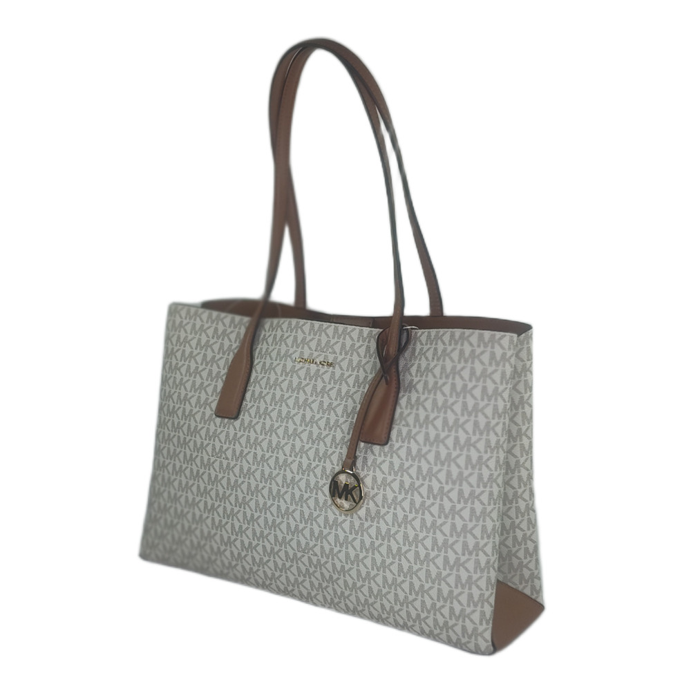 Michael Kors Ruthie Medium Signature Logo Canvas Tote Bag -Vanilla/Acorn - NWT